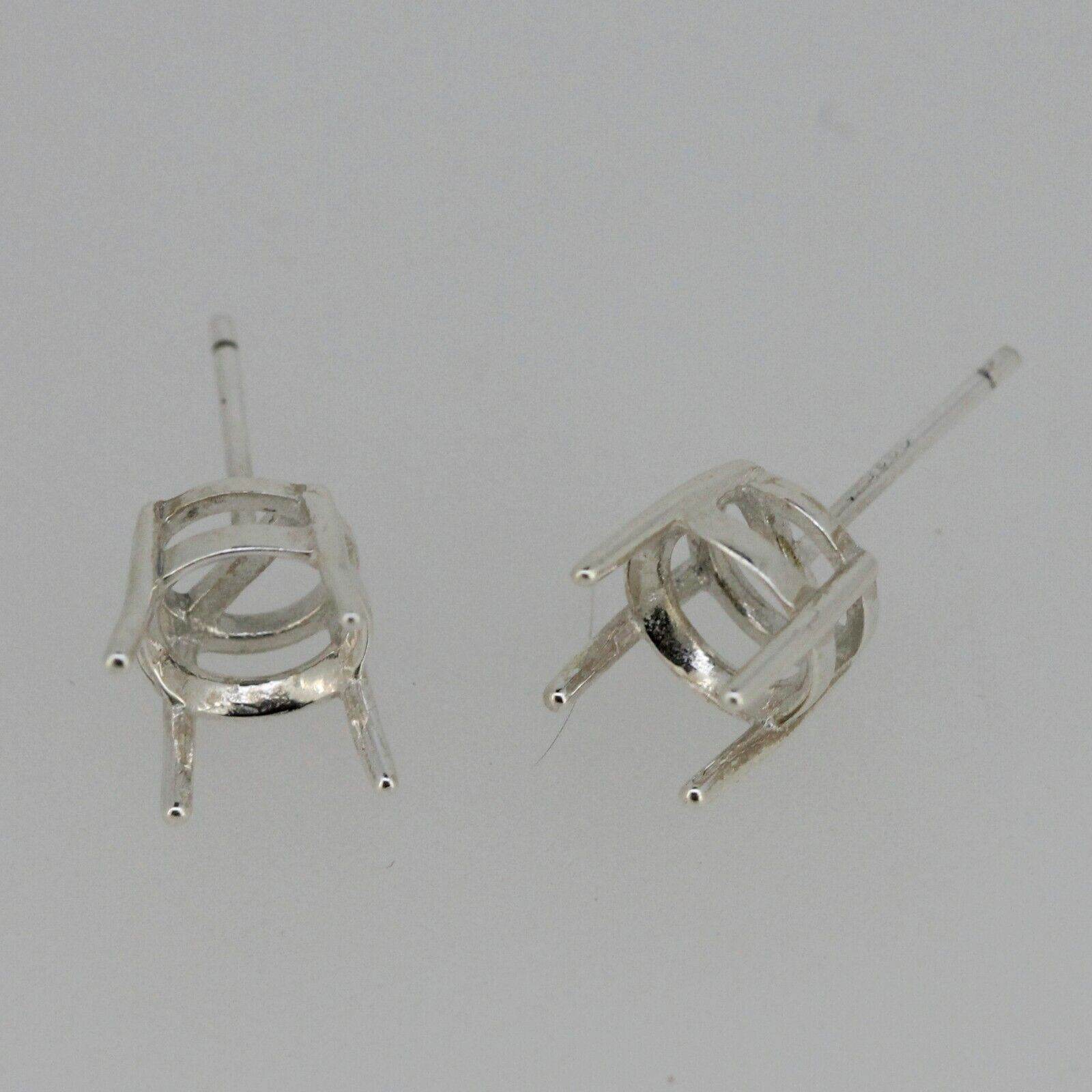 Sterling Silver Semi Mount Earrings Setting Round RD 8x8mm Stud - Syzjewelry