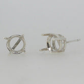 Sterling Silver Semi Mount Earrings Setting Round RD 8x8mm Stud - Syzjewelry