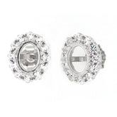 Sterling Silver Semi Mount Earrings Stud Setting Oval OV 8x6mm Topaz Halo - Syzjewelry