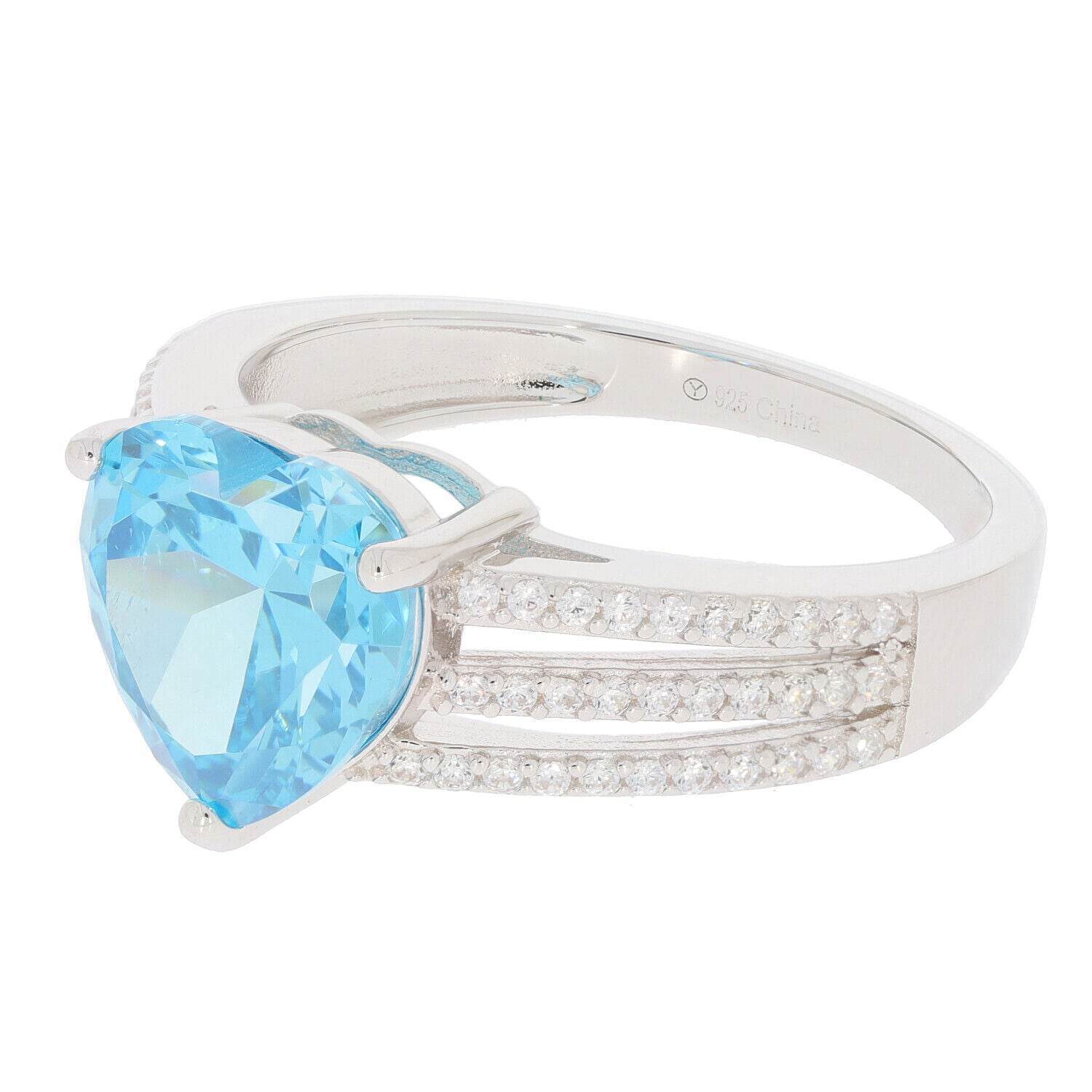 Sterling Silver Semi Mount Ring Setting Heart HT 10X10mm Topaz Split Shank - Syzjewelry