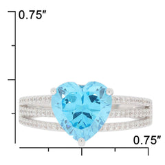 Sterling Silver Semi Mount Ring Setting Heart HT 10X10mm Topaz Split Shank - Syzjewelry