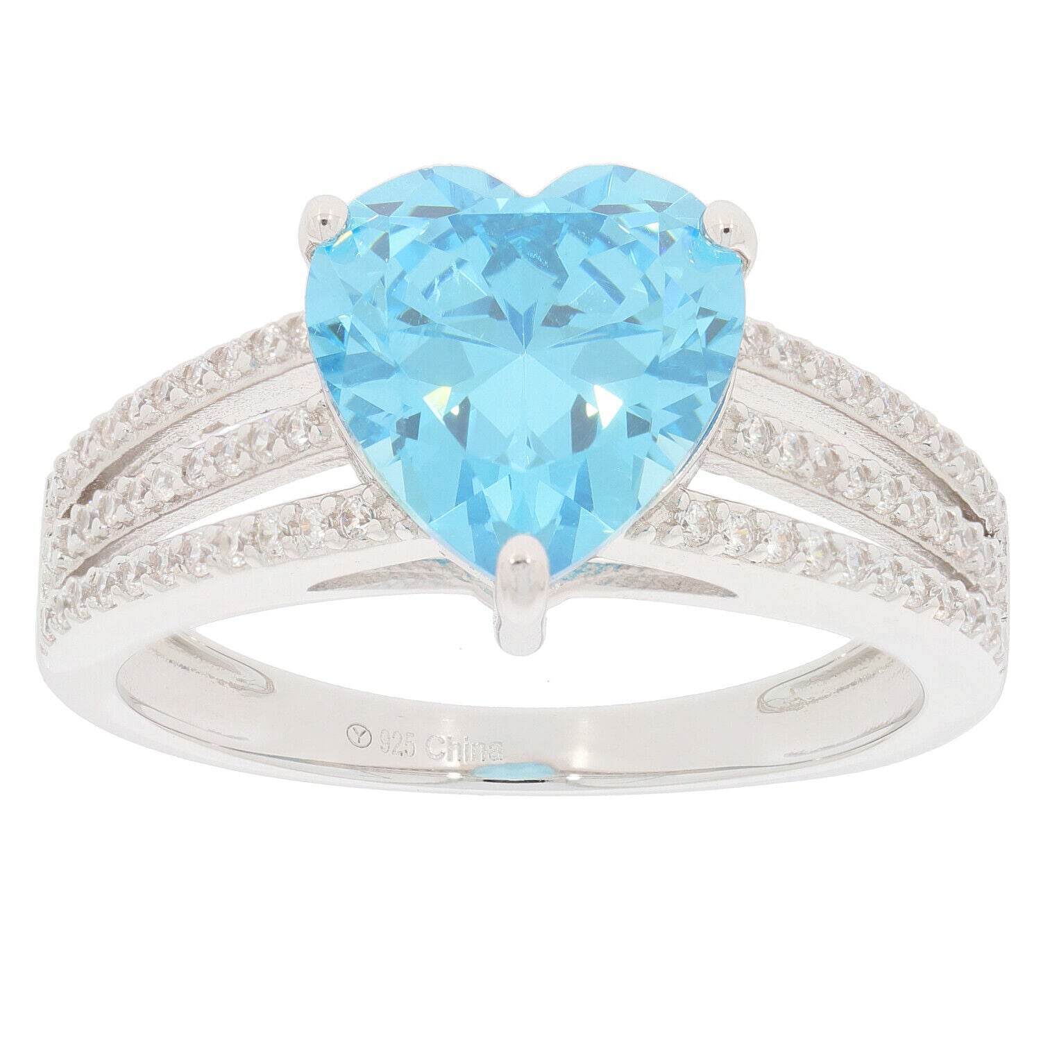 Sterling Silver Semi Mount Ring Setting Heart HT 10X10mm Topaz Split Shank - Syzjewelry
