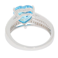Sterling Silver Semi Mount Ring Setting Heart HT 10X10mm Topaz Split Shank - Syzjewelry