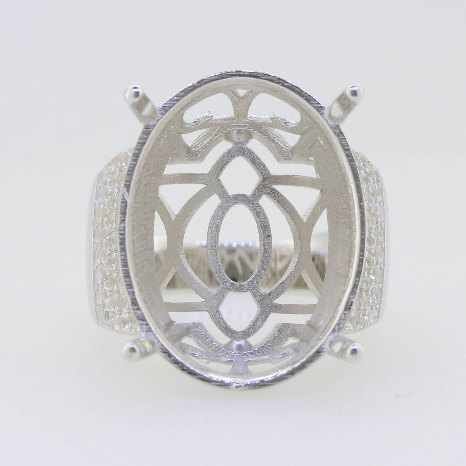 Sterling Silver Semi Mount Ring Setting Oval OV 23X18mm White Topaz PJC15287 - Syzjewelry