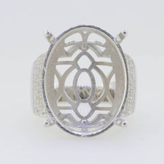 Sterling Silver Semi Mount Ring Setting Oval OV 23X18mm White Topaz PJC15287 - Syzjewelry