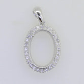 Sterling Silver Semi Mount Pendant Setting Oval OV 14x10mm Halo Topaz P753 - Syzjewelry