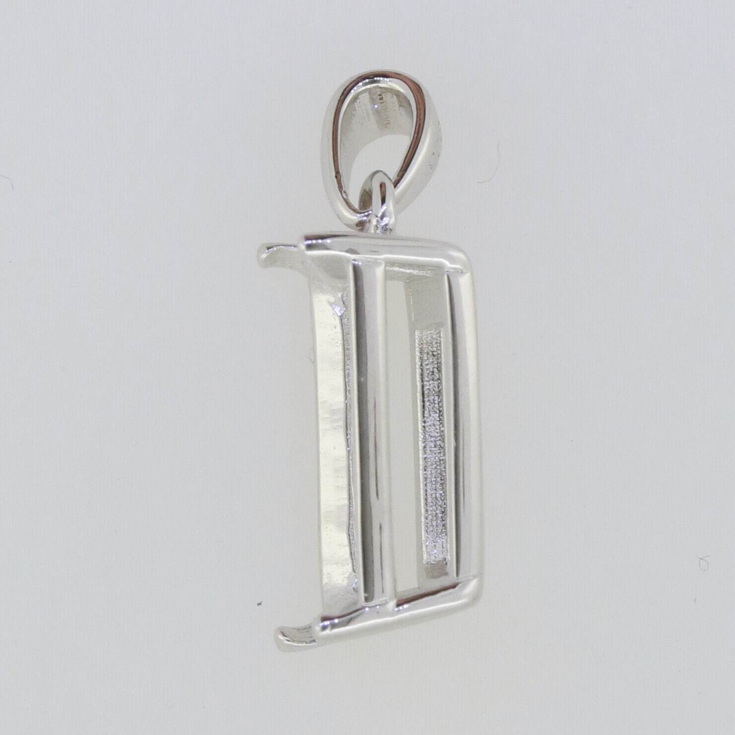 Sterling Silver Semi Mount Pendant Setting OCT 14x10mm White Topaz - Syzjewelry
