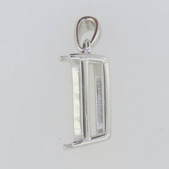 Sterling Silver Semi Mount Pendant Setting OCT 14x10mm White Topaz - Syzjewelry