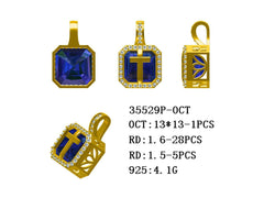 Sterling Silver Semi Mount Pendant Setting Asscher SQ 13x13mm Halo - Syzjewelry