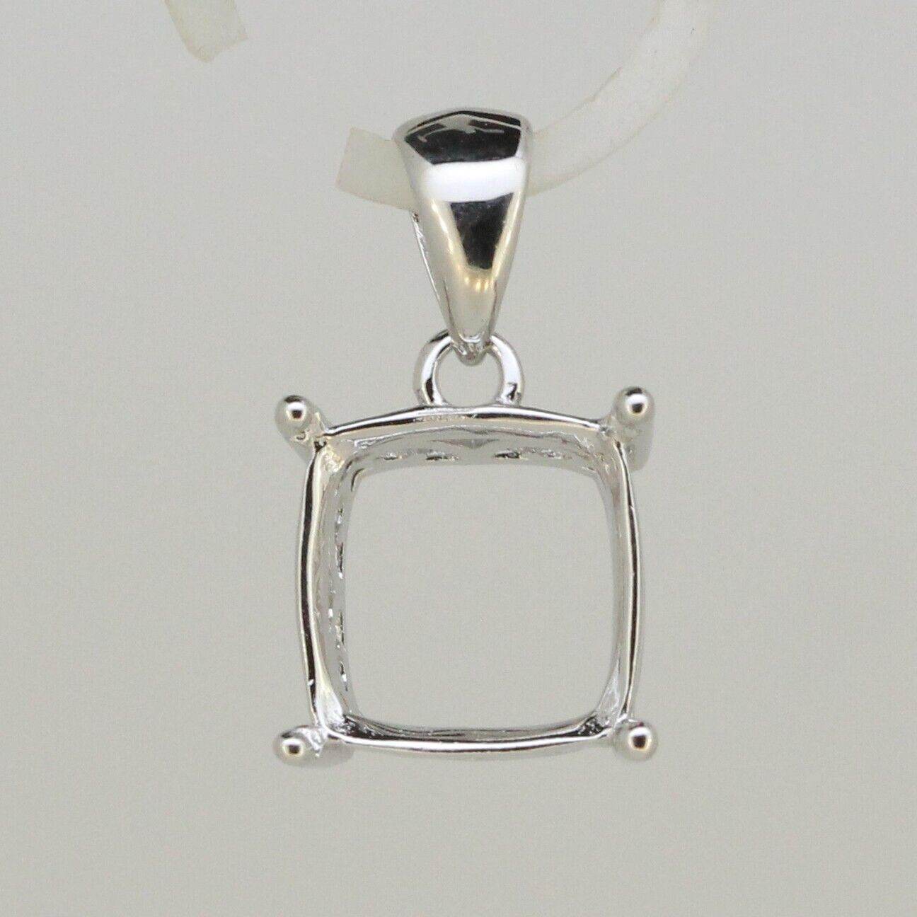 Sterling Silver Semi Mount Pendant Setting Cushion Cu 10x10mm - Syzjewelry