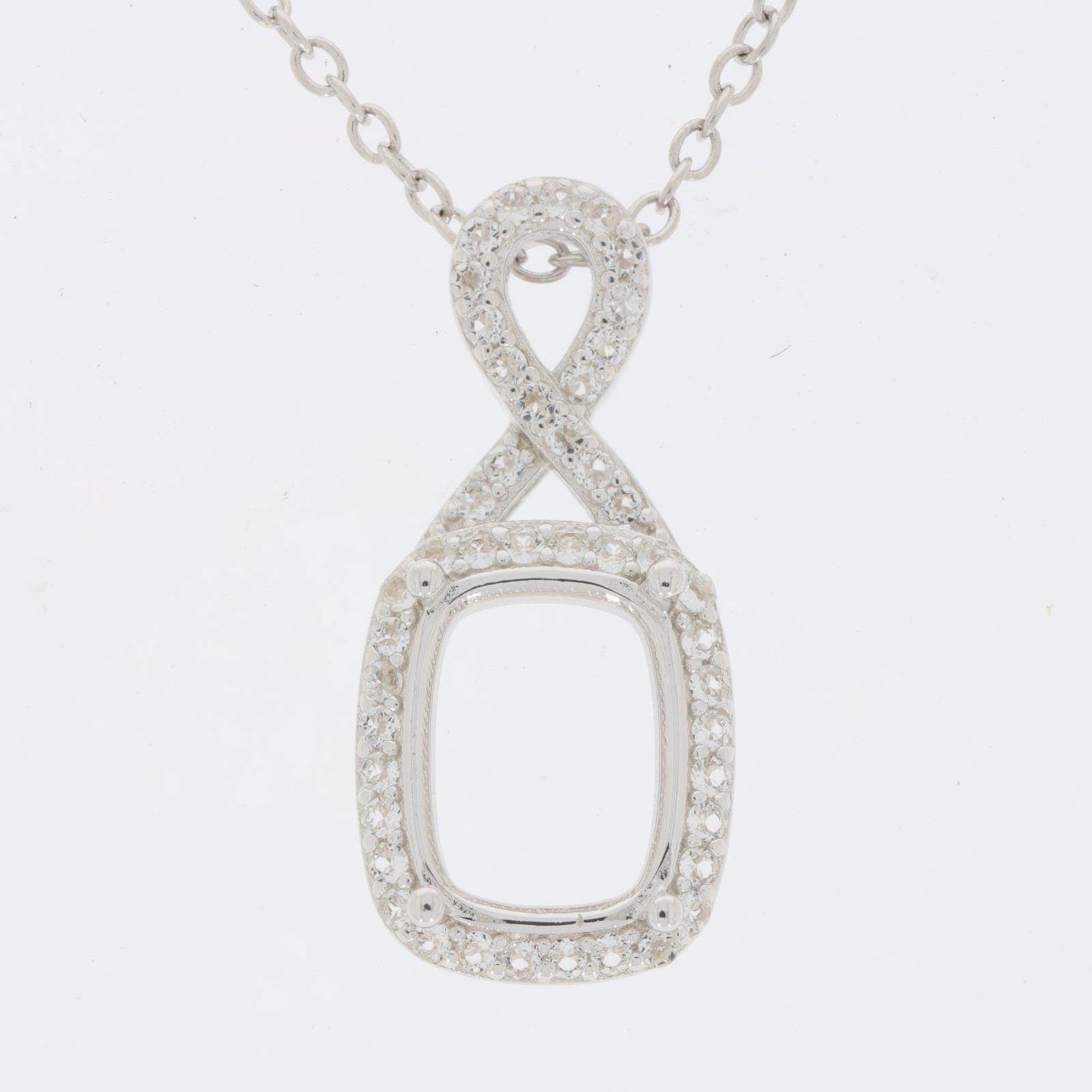 Sterling Silver Semi Mount Pendant Setting Cushion CU 9x7mm D-PJC20273P - Syzjewelry