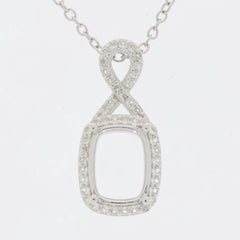 Sterling Silver Semi Mount Pendant Setting Cushion CU 9x7mm D-PJC20273P - Syzjewelry