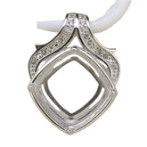 Sterling Silver Semi Mount Pendant Setting Cushion Cu 13x13mm Halo Diagonal - Syzjewelry