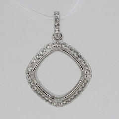 Sterling Silver Semi Mount Pendant Setting Cushion Cu 8x8mm Halo Topaz P464 - Syzjewelry