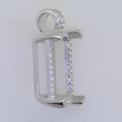 Sterling Silver Semi Mount Pendant Setting Emerald OCT 18x13mm Halo Topaz P751 - Syzjewelry