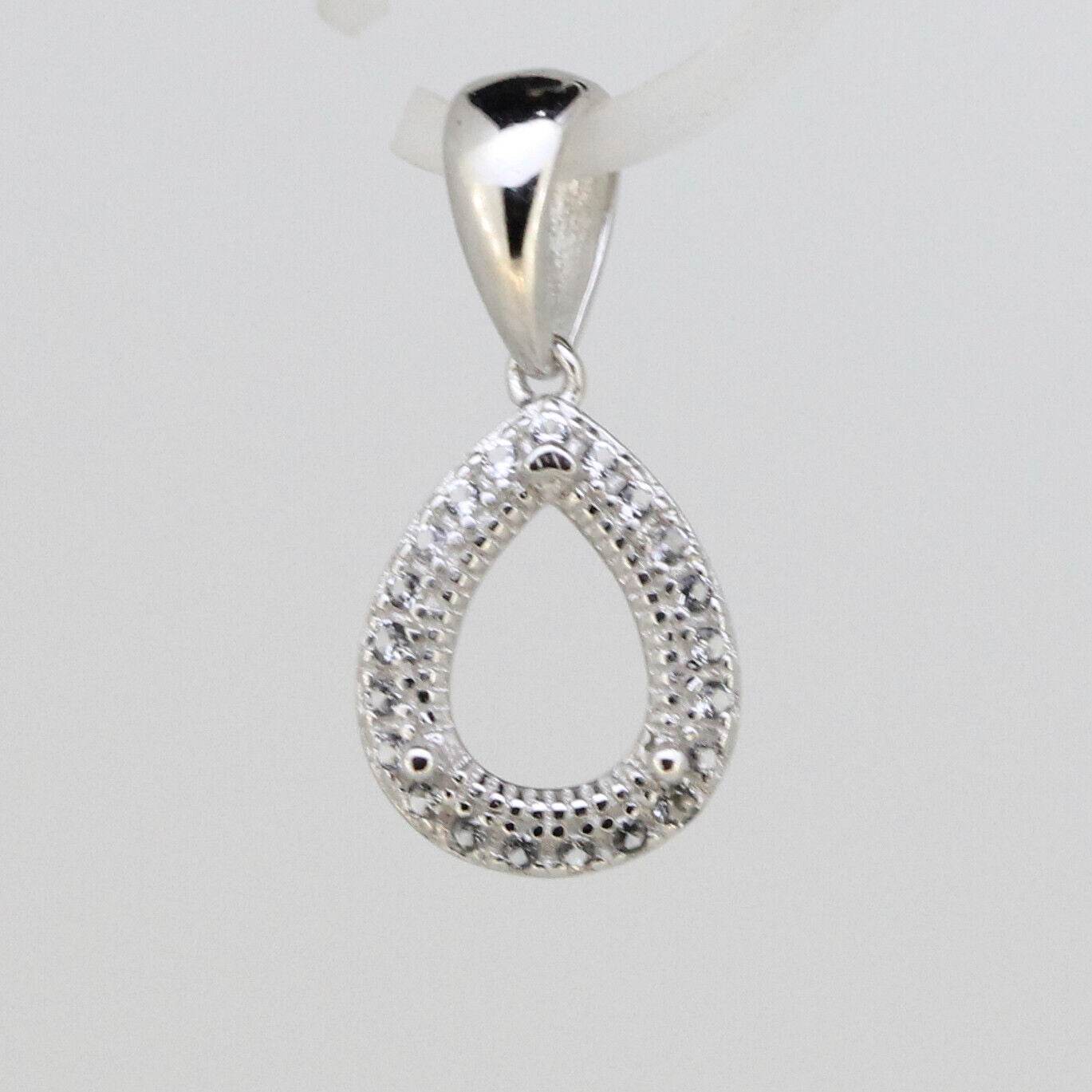 Sterling Silver Semi Mount Pendant Setting Pear PE 8x6mm Halo White Topaz P326 - Syzjewelry