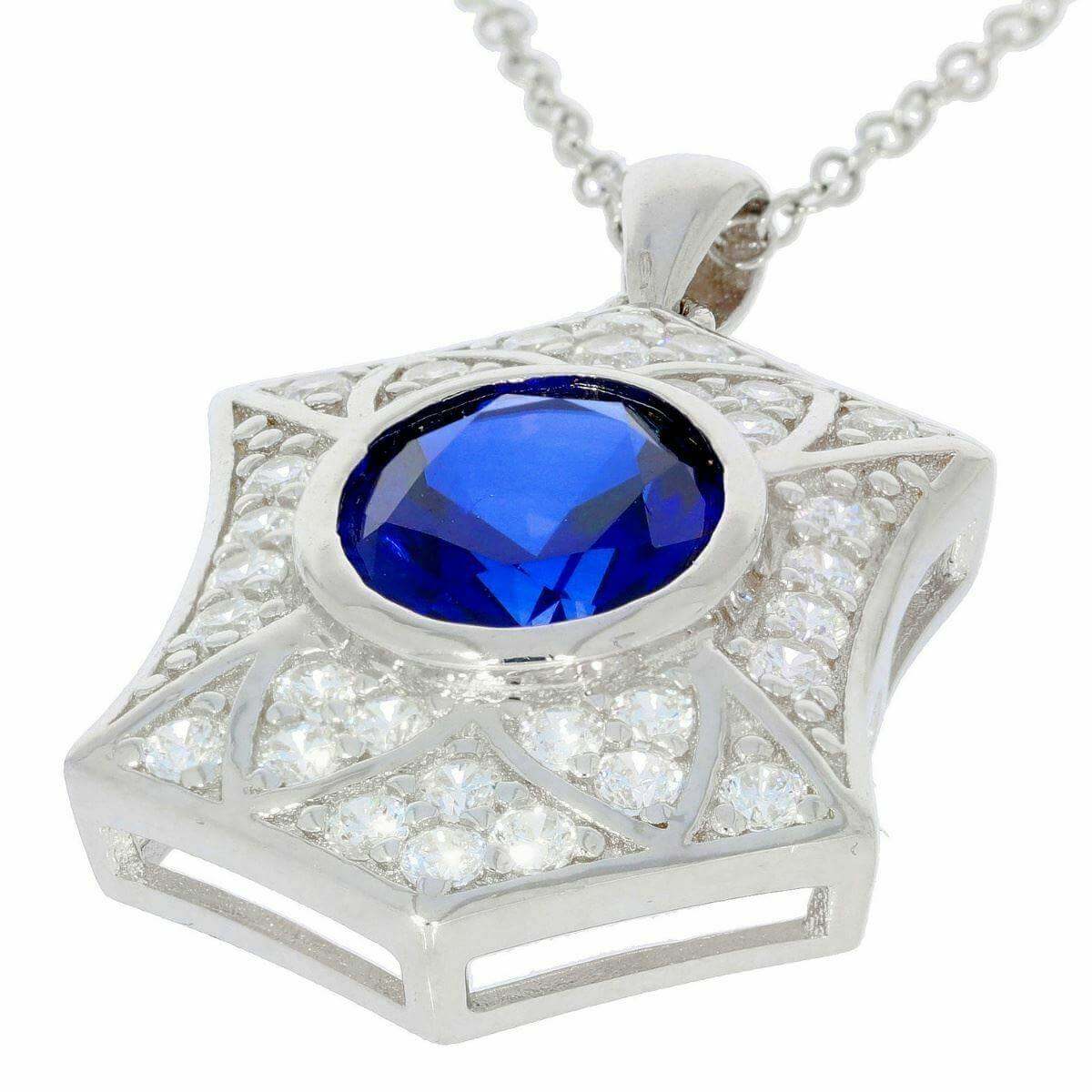 Sterling Silver Semi Mount Pendant Setting OV 10X8mm White Topaz - Syzjewelry