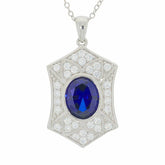 Sterling Silver Semi Mount Pendant Setting OV 10X8mm White Topaz - Syzjewelry