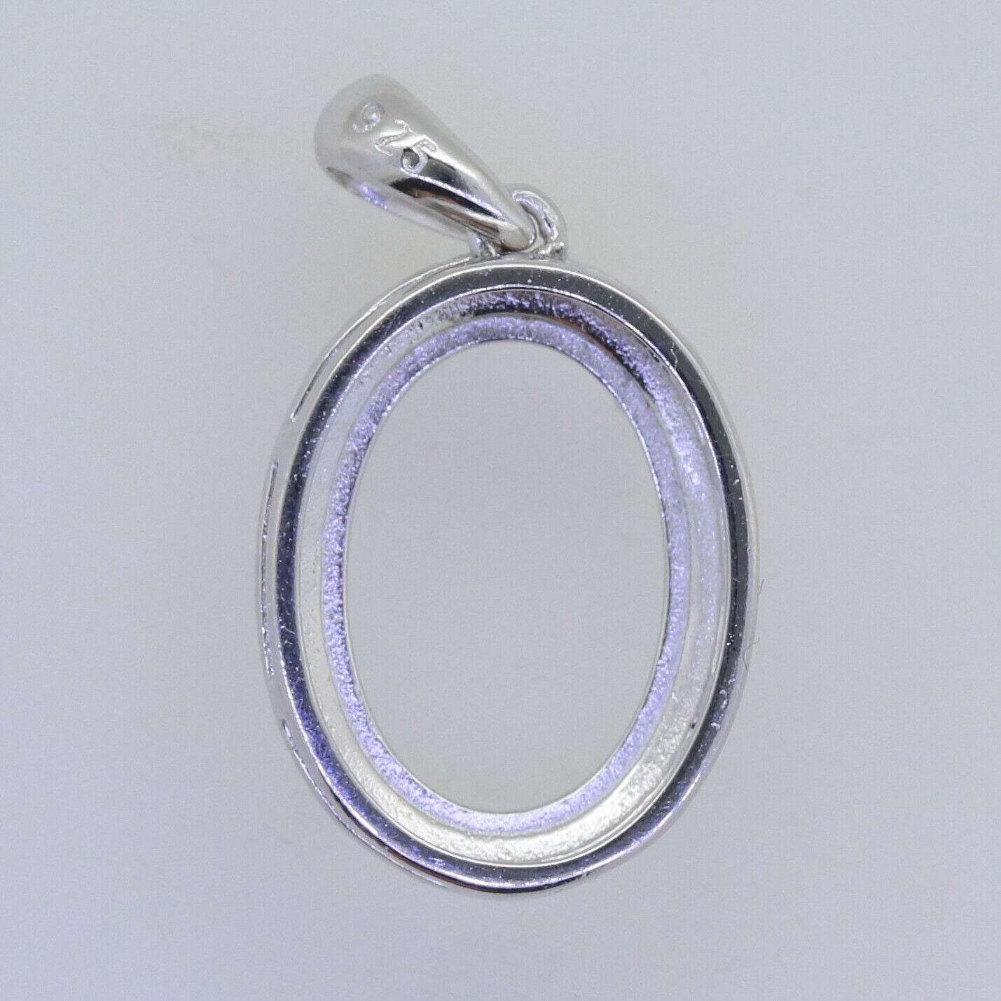 Sterling Silver Semi Mount Pendant Setting Oval OV 14x10mm Halo Topaz P753 - Syzjewelry
