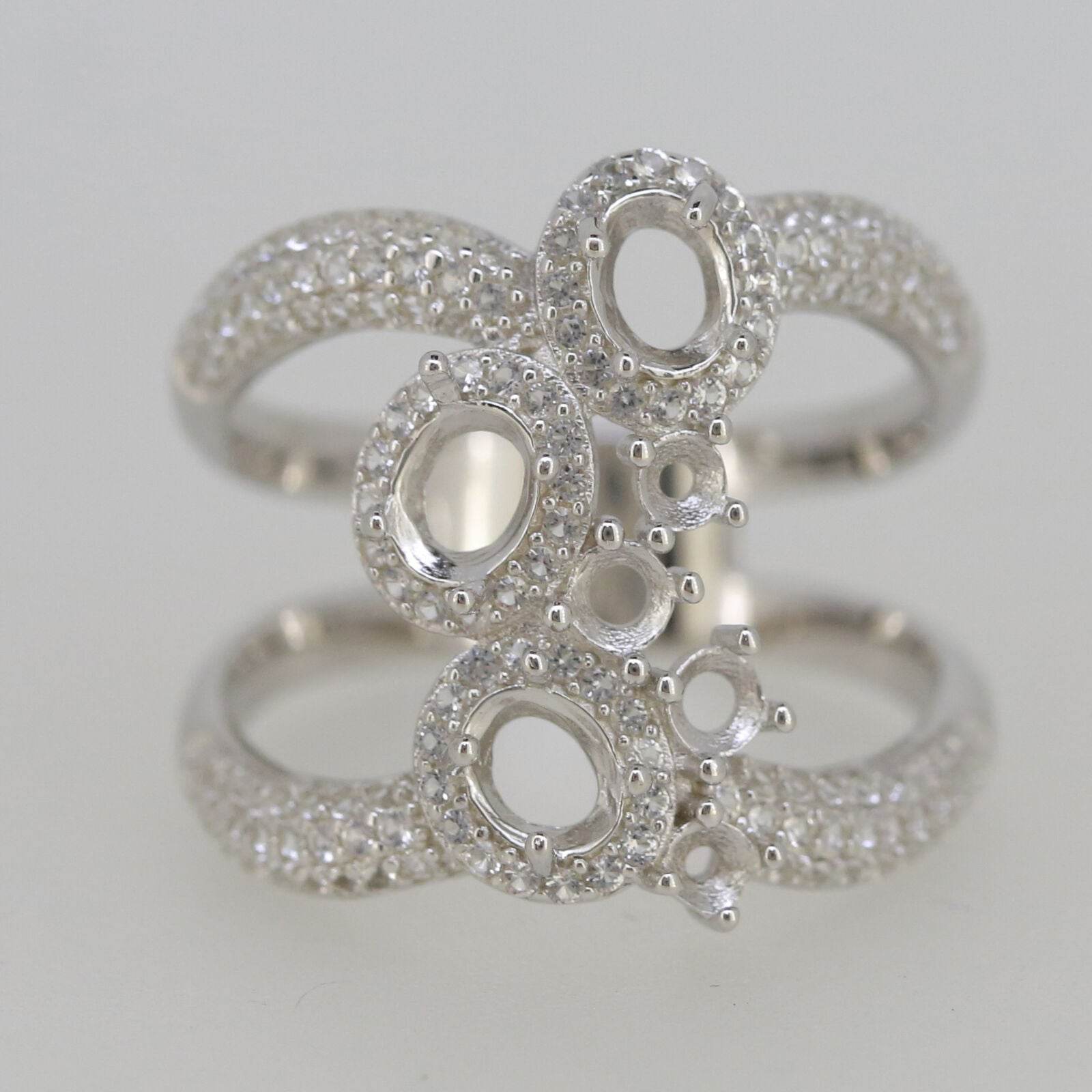 Sterling Silver Semi Mount Ring Setting OV 5X4mm RD 3, 2.5 White Topaz - Syzjewelry