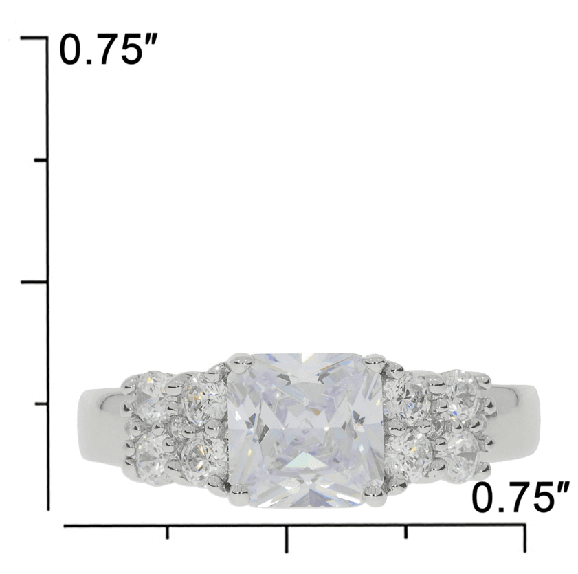 Sterling Silver Semi Mount Ring Setting Asscher SQ 7X7mm RD 2.5x2.5mm (All Empty) - Syzjewelry