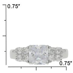 Sterling Silver Semi Mount Ring Setting Asscher SQ 7X7mm RD 2.5x2.5mm (All Empty) - Syzjewelry