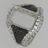 Sterling Silver Semi Mount Ring Setting OCT 14x10mm Black Spinel White Topaz - Syzjewelry