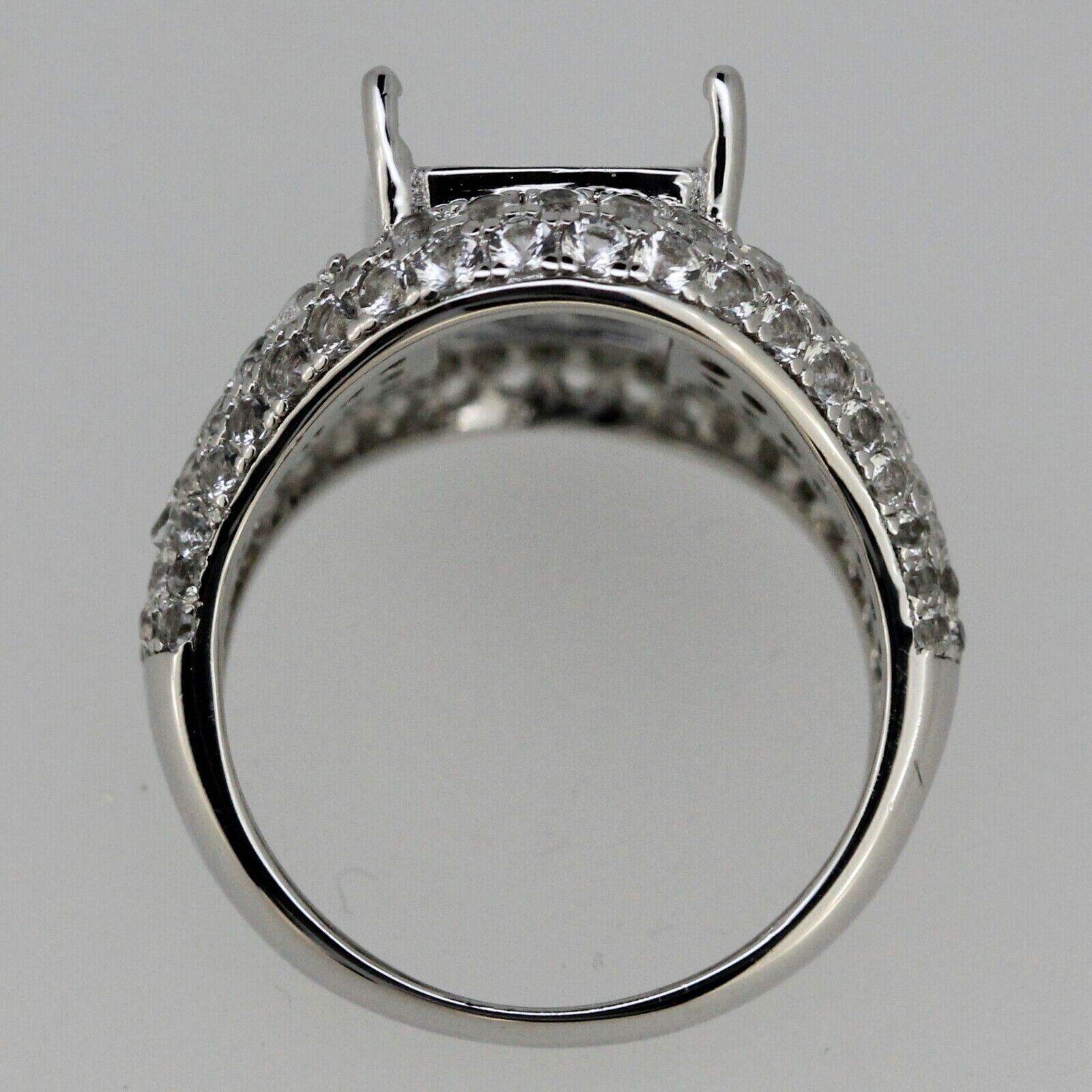 Sterling Silver Semi Mount Ring Setting OCT 14x10mm Black Spinel White Topaz - Syzjewelry