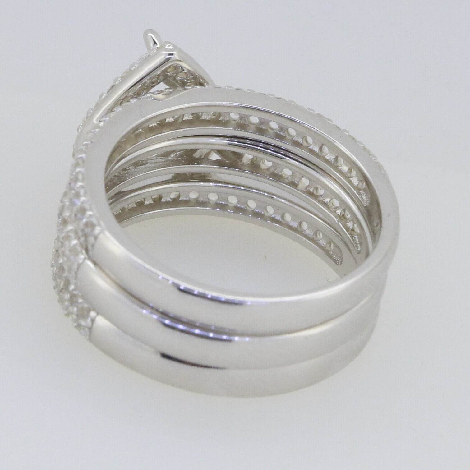 3 piece Set Sterling Silver Semi Mount Ring Setting Pear PE 9x7mm Whi - Syzjewelry