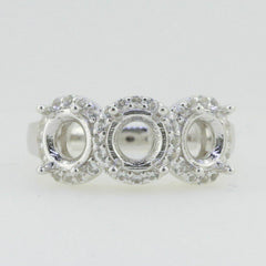 Sterling Silver Semi Mount Ring Setting Round RD 6x6mm 3 Stone Topaz - Syzjewelry