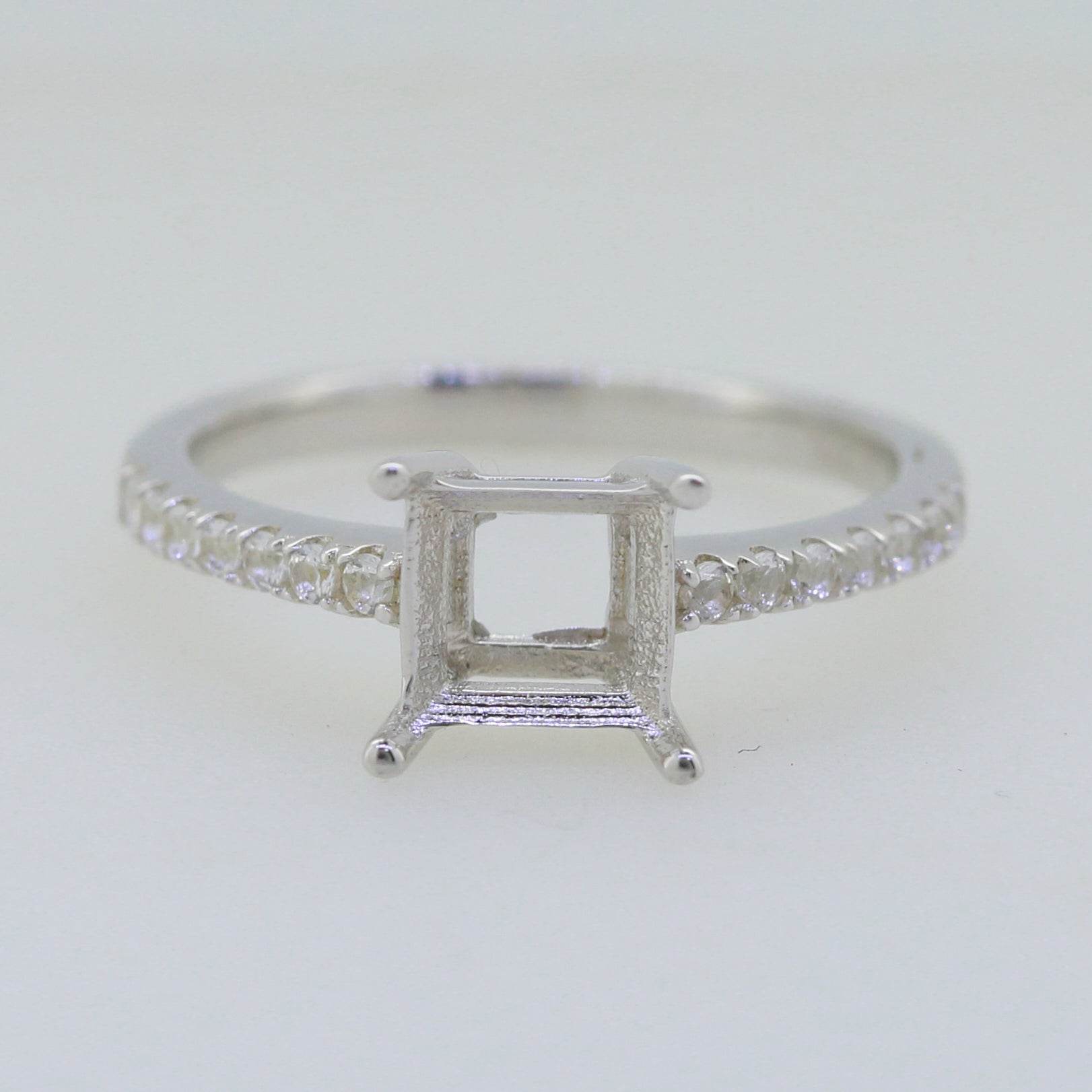 Sterling Silver Semi Mount Ring Setting SQ 6.5X6.5mm Solitaire - Syzjewelry