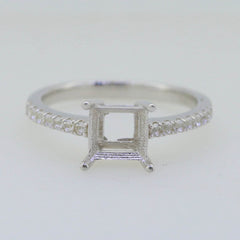 Sterling Silver Semi Mount Ring Setting SQ 6.5X6.5mm Solitaire - Syzjewelry