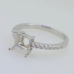 Sterling Silver Semi Mount Ring Setting SQ 6.5X6.5mm Solitaire - Syzjewelry