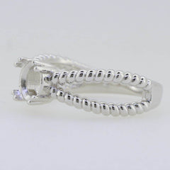 Sterling Silver Semi Mount Ring Setting Round RD 6.5x6.5mm Split Shank Rope Shank - Syzjewelry
