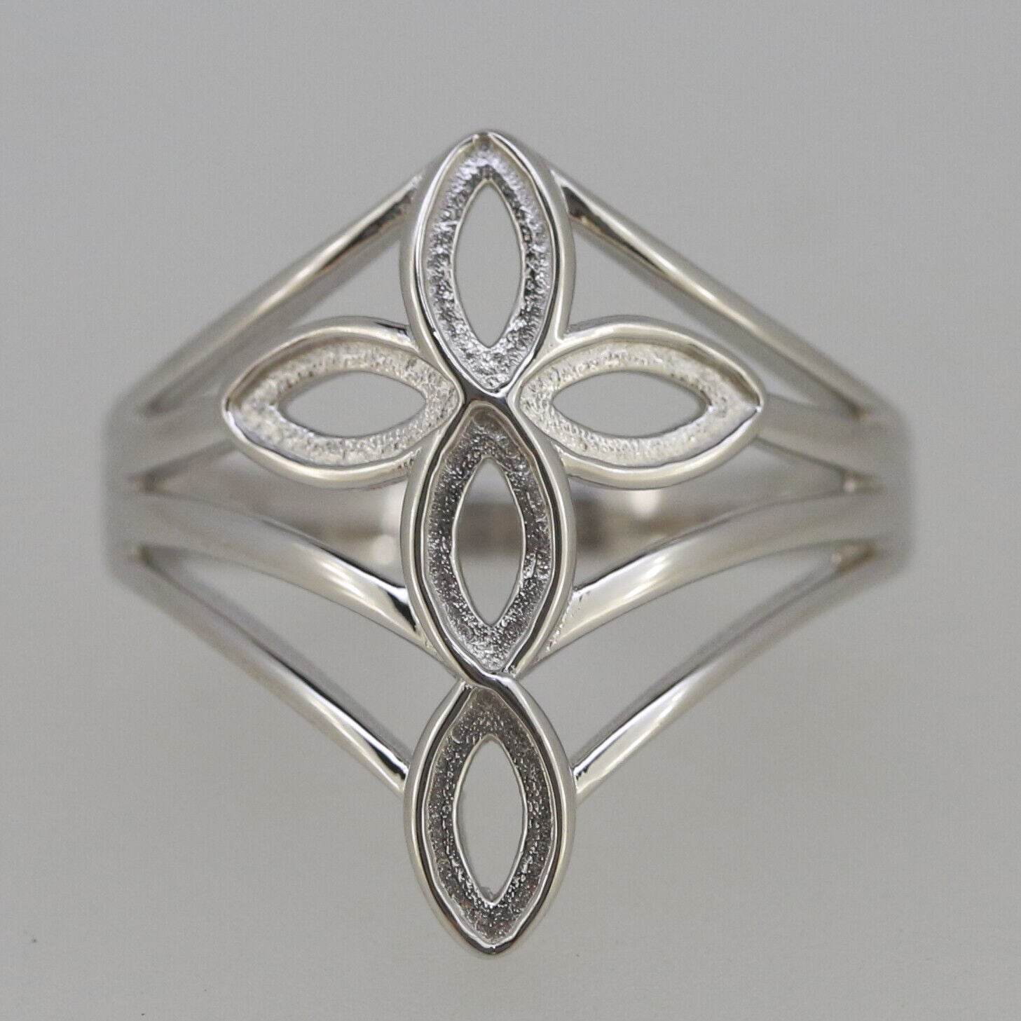 Sterling Silver Semi Mount Ring Setting MQ 6X3mm Cabochon White Topaz - Syzjewelry