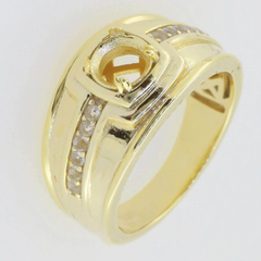 Sterling Silver Semi-Mounted Round Ring RD 8x8mm Men's Ring