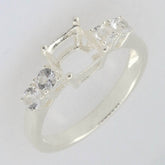 Sterling Silver Semi Mount Ring Setting Cushion CU 7X7mm 5 Stones - Syzjewelry