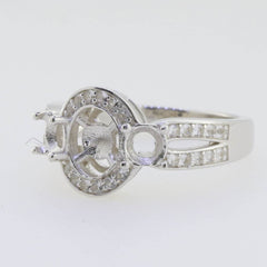 Sterling Silver Semi Mount Ring Setting Pearl Round RD 7x7mm 4.5mm 3 Stones - Syzjewelry