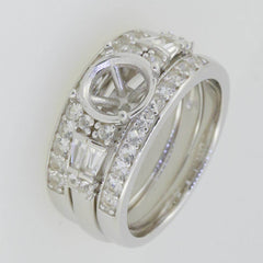 3 PC set Sterling Silver Semi Mount Ring Setting Round RD 8x8mm 20316 - Syzjewelry