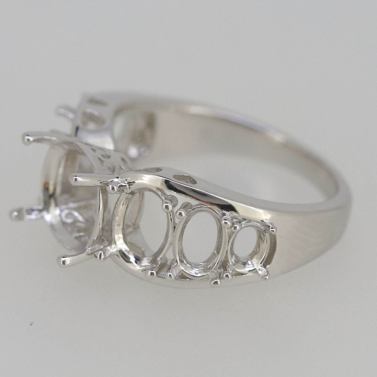 Sterling Silver Semi Mount Ring Setting RD 9x9 OV 7x5 6x4 4x3mm PJC146 Ring - Syzjewelry