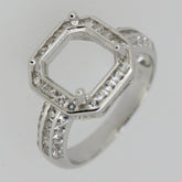 Sterling Silver Semi Mount Ring Setting Asscher 10x10mm or Square SQ 9x9mm Halo - Syzjewelry