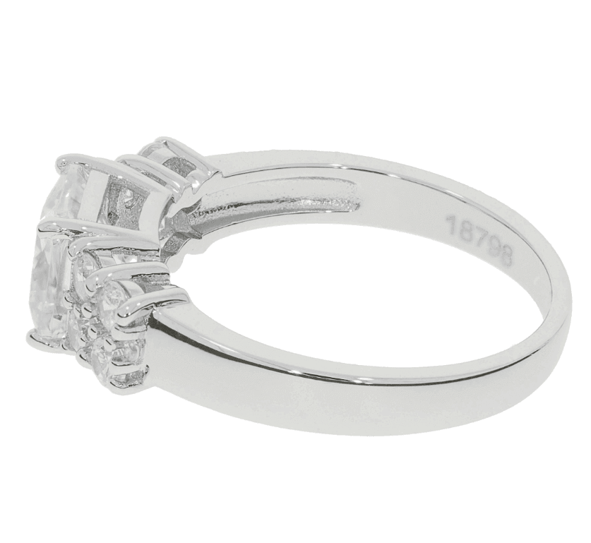 Sterling Silver Semi Mount Ring Setting Asscher SQ 7X7mm RD 2.5x2.5mm (All Empty) - Syzjewelry