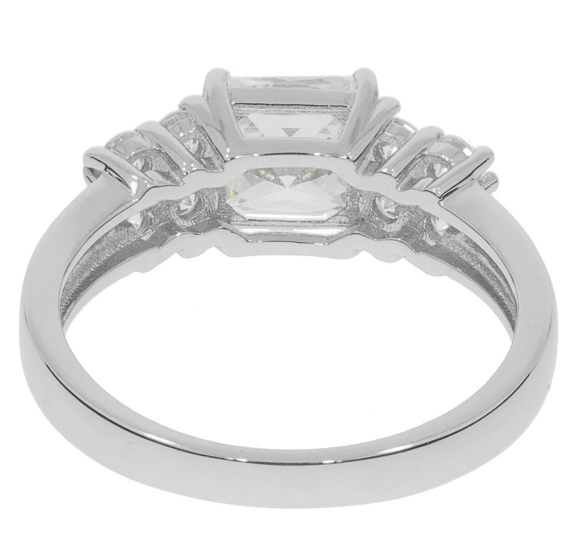 Sterling Silver Semi Mount Ring Setting Asscher SQ 7X7mm RD 2.5x2.5mm (All Empty) - Syzjewelry