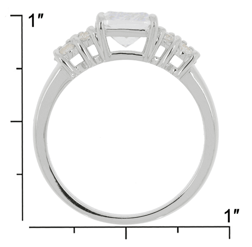 Sterling Silver Semi Mount Ring Setting Asscher SQ 7X7mm RD 2.5x2.5mm (All Empty) - Syzjewelry