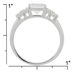 Sterling Silver Semi Mount Ring Setting Asscher SQ 7X7mm RD 2.5x2.5mm (All Empty) - Syzjewelry