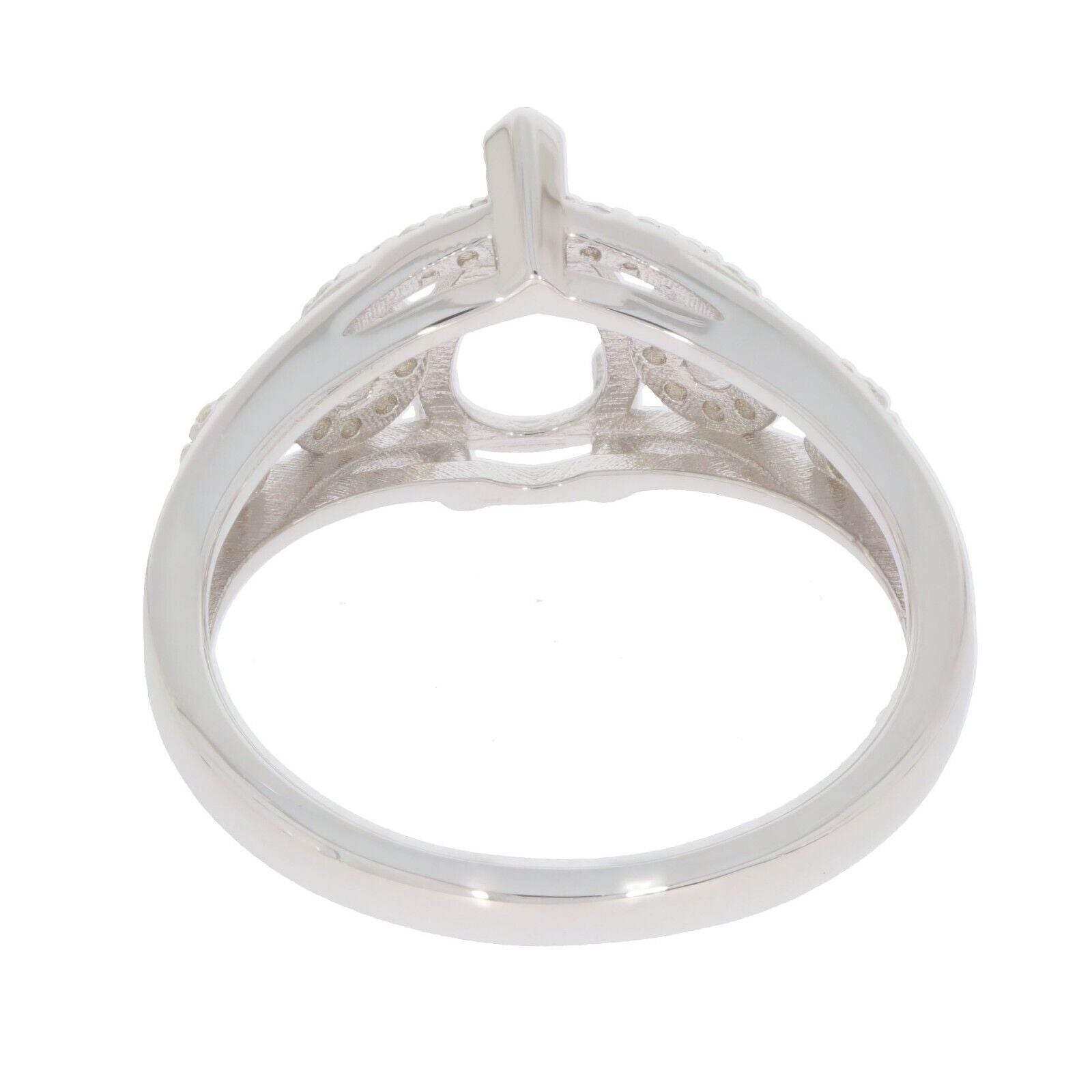 Sterling Silver Semi Mount Ring Setting Pear PE 9X6mm W/ White Topaz - Syzjewelry