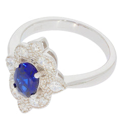 Sterling Silver Semi Mount Ring Setting OV 7X5mm White Topaz PJC17098R - Syzjewelry