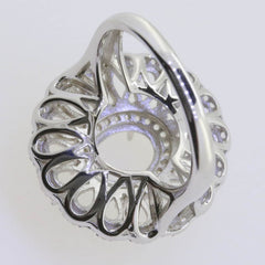 Sterling Silver Semi Mount Ring Setting Cabochon Oval OV 9X7mm Cluster Ring - Syzjewelry
