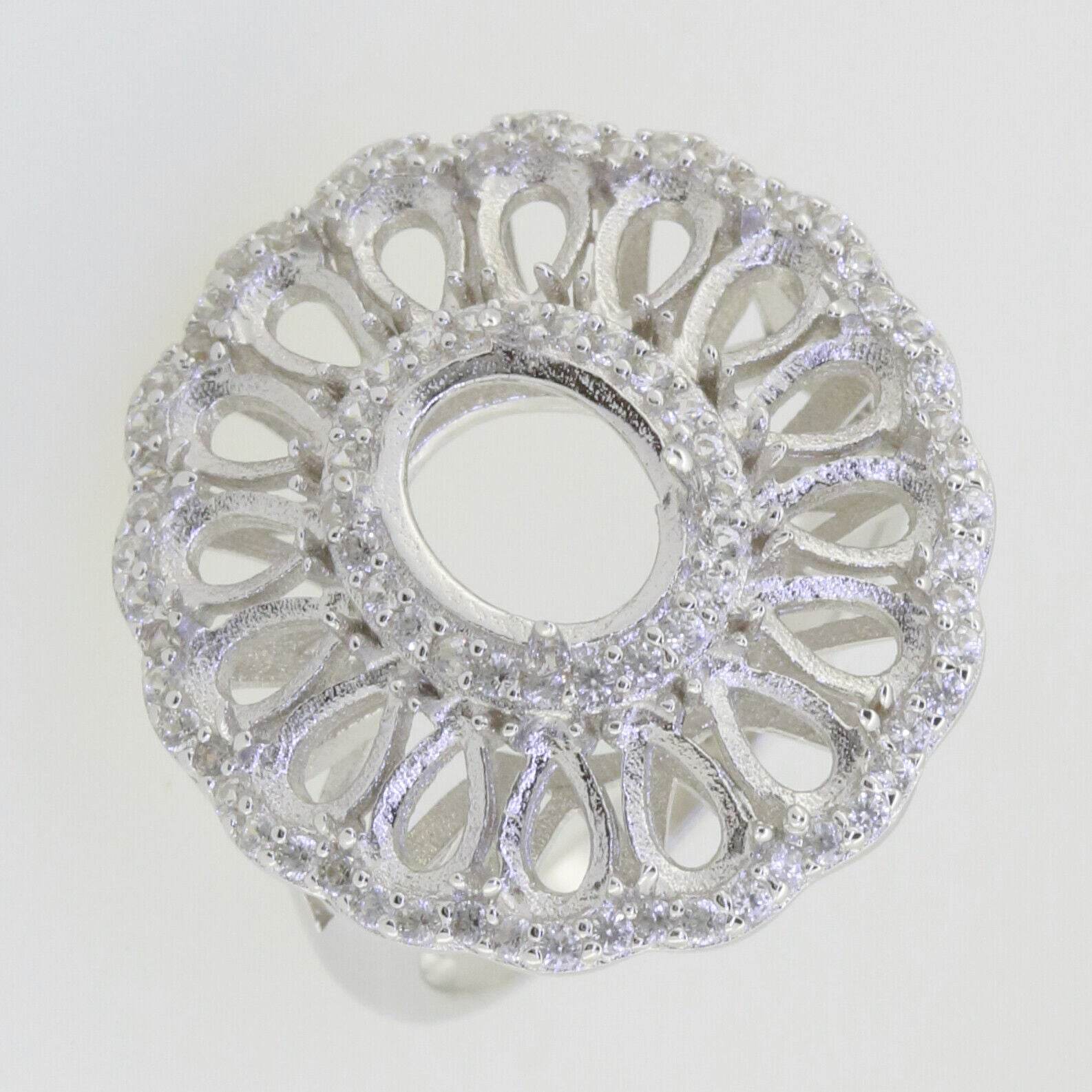 Sterling Silver Semi Mount Ring Setting Cabochon Oval OV 9X7mm Cluster Ring - Syzjewelry