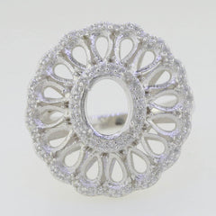 Sterling Silver Semi Mount Ring Setting Cabochon Oval OV 9X7mm Cluster Ring - Syzjewelry